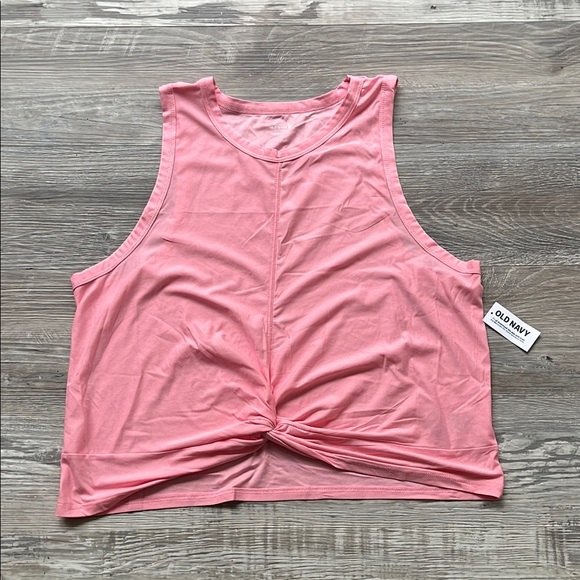 Old Navy Pink Crop Muscle Tee with Tie Front New with tag Sizes Large - Picture 1 of 6
